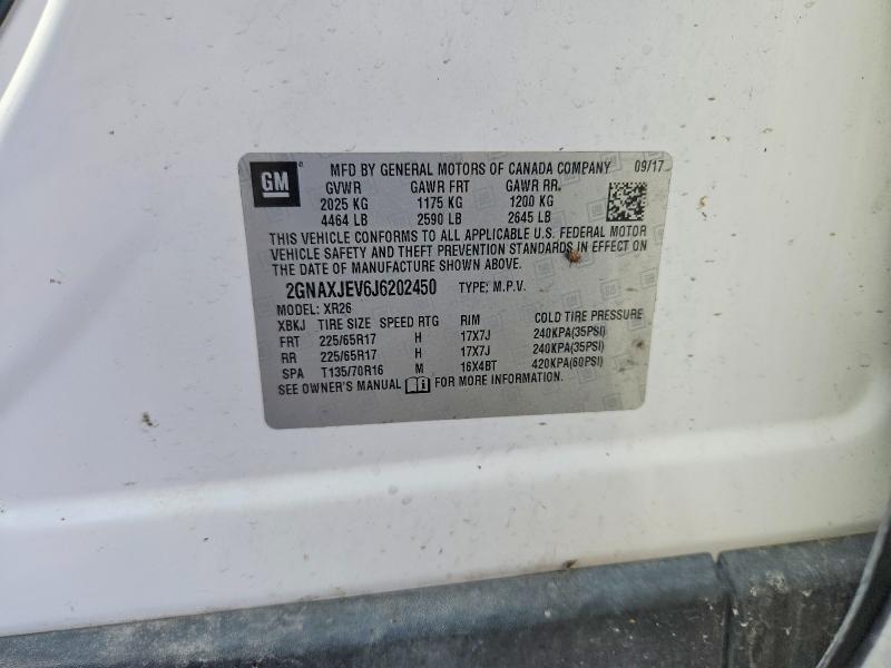 Aukcja sprzedaży 2018 Chevrolet Equinox, vin: 2GNAXJEV6J6202450, numer aukcji: 57242256