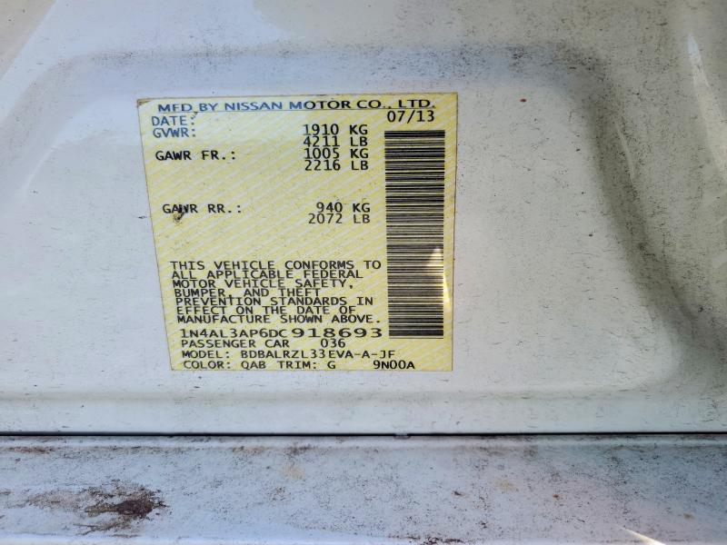Продажа на аукционе авто 2013 Nissan Altima, vin: 1N4AL3AP6DC918693, номер лота: 55198026