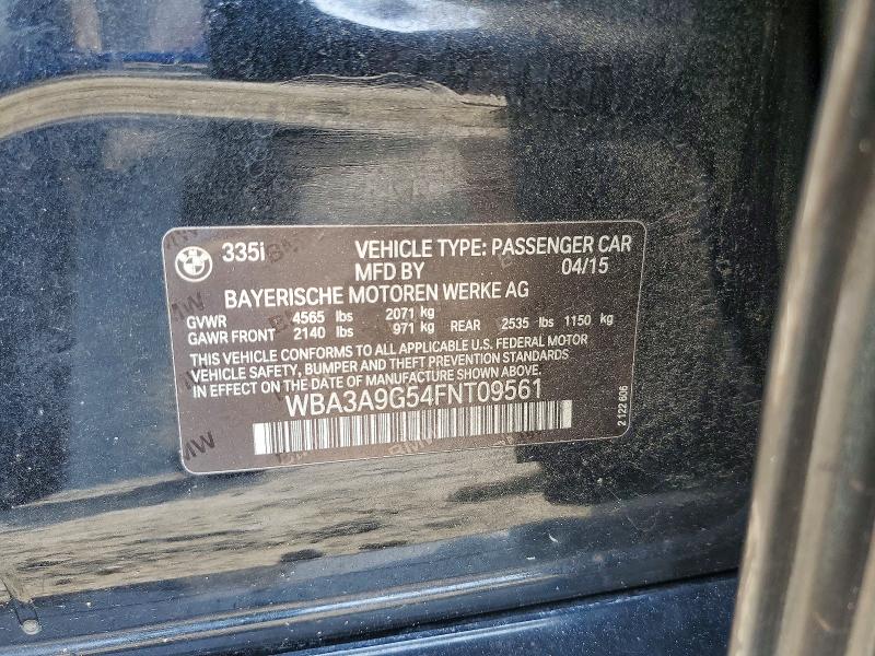 Aukcja sprzedaży 2015 Bmw 335, vin: WBA3A9G54FNT09561, numer aukcji: 58972156