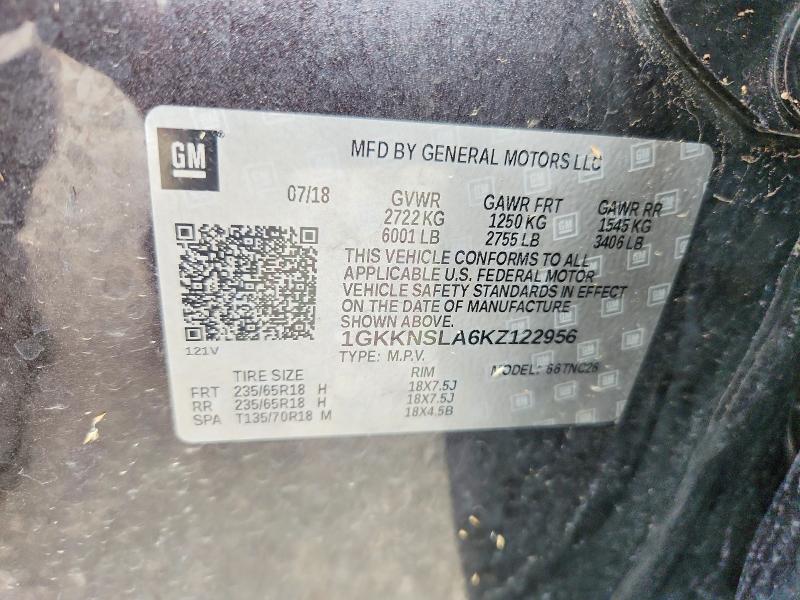 Aukcja sprzedaży 2019 Gmc Acadia, vin: 1GKKNSLA6KZ122956, numer aukcji: 57137866