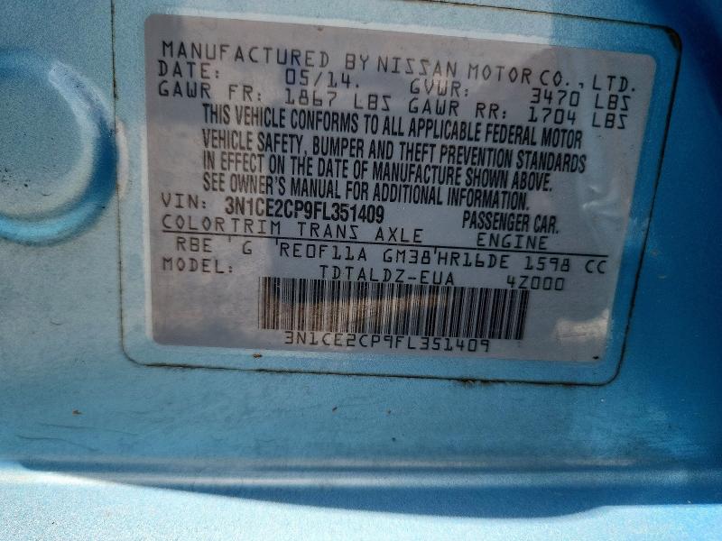 Aukcja sprzedaży 2015 Nissan Versa Note, vin: 3N1CE2CP9FL351409, numer aukcji: 58480926
