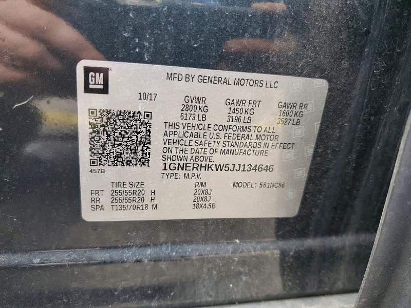 Продаж на аукціоні авто 2018 Chevrolet Traverse, vin: 1GNERHKW5JJ134646, номер лоту: 57720326