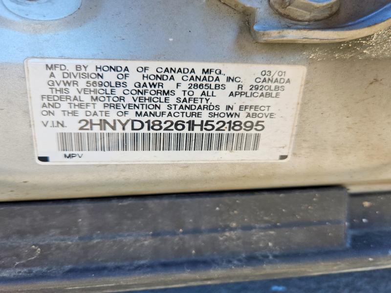 56277086 :رقم المزاد ، 2HNYD18261H521895 vin ، 2001 Acura Mdx مزاد بيع