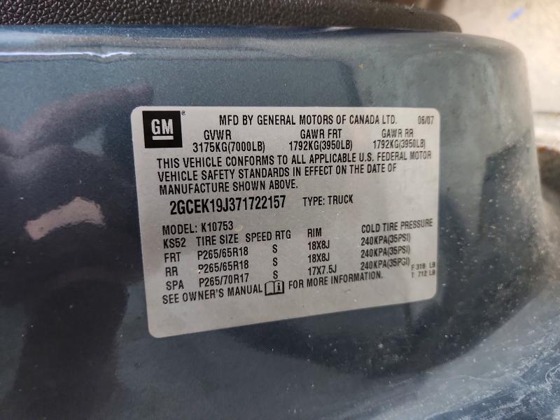 Aukcja sprzedaży 2007 Chevrolet Silverado, vin: 2GCEK19J371722157, numer aukcji: 57741636