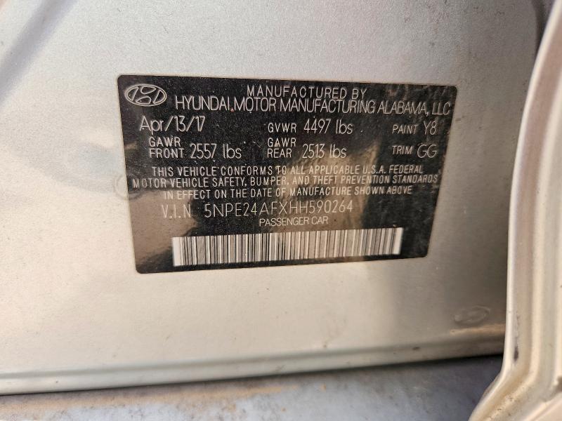 2017 Hyundai Sonata მანქანა იყიდება აუქციონზე, vin: 5NPE24AFXHH590264, აუქციონის ნომერი: 58997846