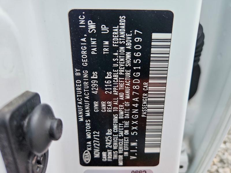 2013 Kia Optima მანქანა იყიდება აუქციონზე, vin: 5XXGN4A78DG156097, აუქციონის ნომერი: 57889486