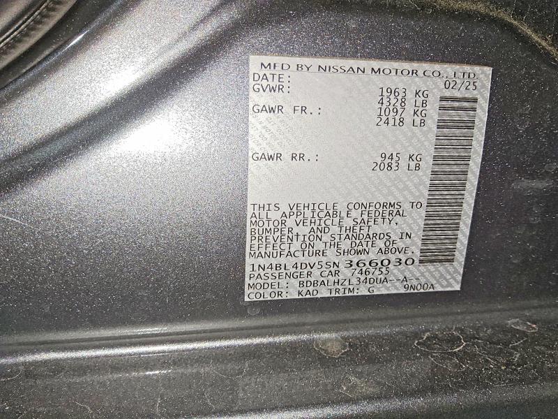 Aukcja sprzedaży 2025 Nissan Altima, vin: 1N4BL4DV5SN366030, numer aukcji: 56550486