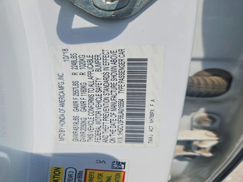 55938746 :رقم المزاد ، 1HGCV3F56JA015554 vin ، 2018 Honda Accord مزاد بيع