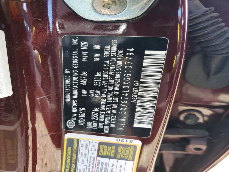57341716 :رقم المزاد ، 5XXGT4L3XGG107794 vin ، 2016 Kia Optima مزاد بيع