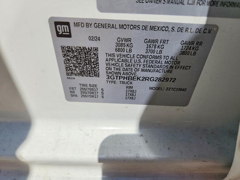 Aukcja sprzedaży 2024 Gmc Sierra, vin: 3GTPHBEK2RG282972, numer aukcji: 59078676