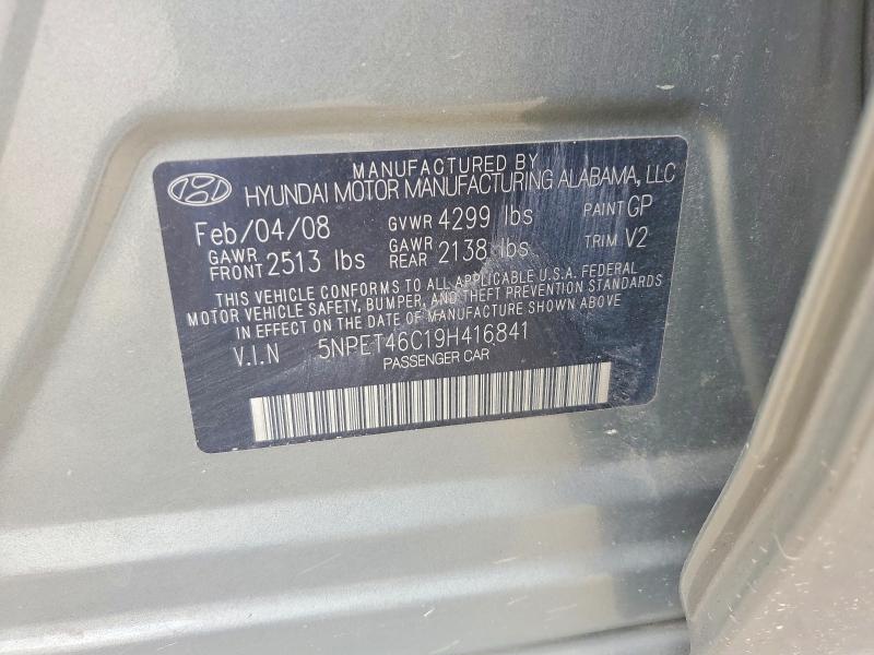 Aukcja sprzedaży 2009 Hyundai Sonata, vin: 5NPET46C19H416841, numer aukcji: 58419086