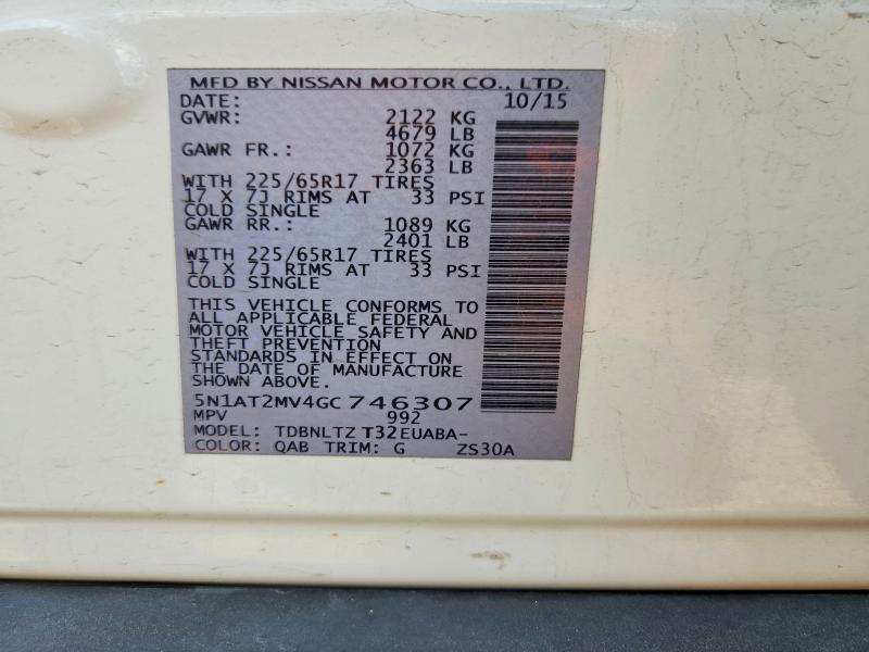 Aukcja sprzedaży 2016 Nissan Rogue, vin: 5N1AT2MV4GC746307, numer aukcji: 57403076