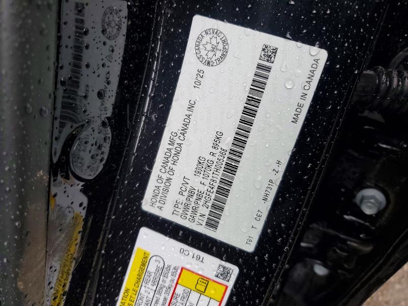 57543256 :رقم المزاد ، 2HGFE4F81TH005368 vin ، 2026 Honda Civic مزاد بيع