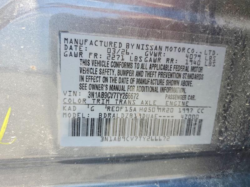 2026 Nissan Sentra მანქანა იყიდება აუქციონზე, vin: 3N1AB9CV7TY266672, აუქციონის ნომერი: 58891496
