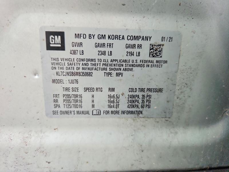 56582916 :رقم المزاد ، KL7CJNSB6MB350682 vin ، 2021 Chevrolet Trax مزاد بيع