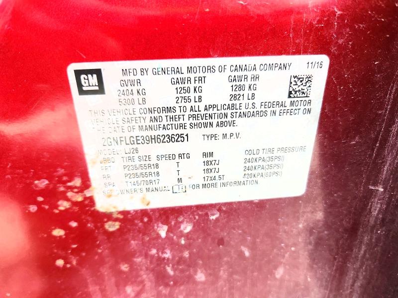 Продажа на аукционе авто 2017 Chevrolet Equinox, vin: 2GNFLGE39H6236251, номер лота: 56980516
