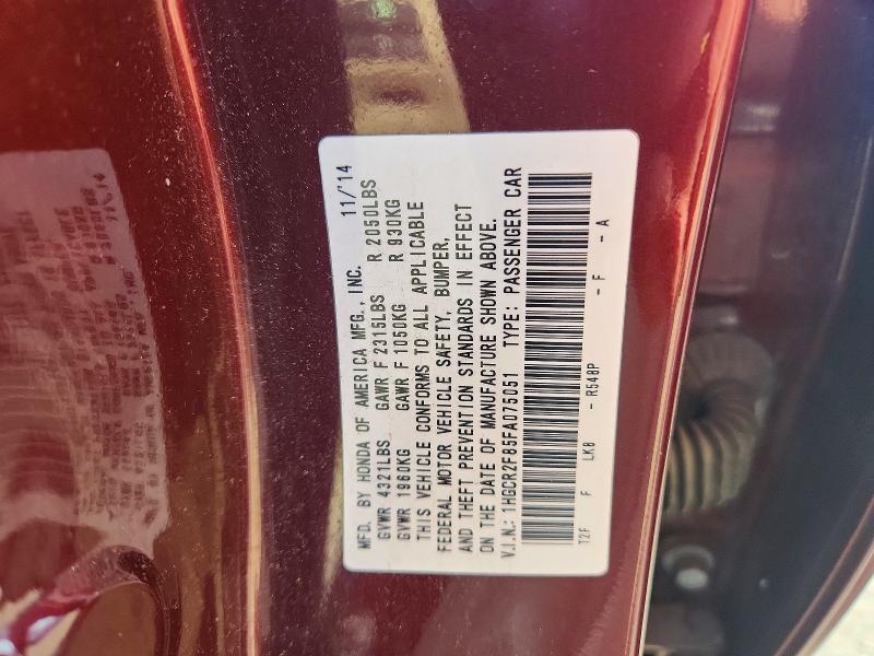 Aukcja sprzedaży 2015 Honda Accord, vin: 1HGCR2F85FA075051, numer aukcji: 97685335