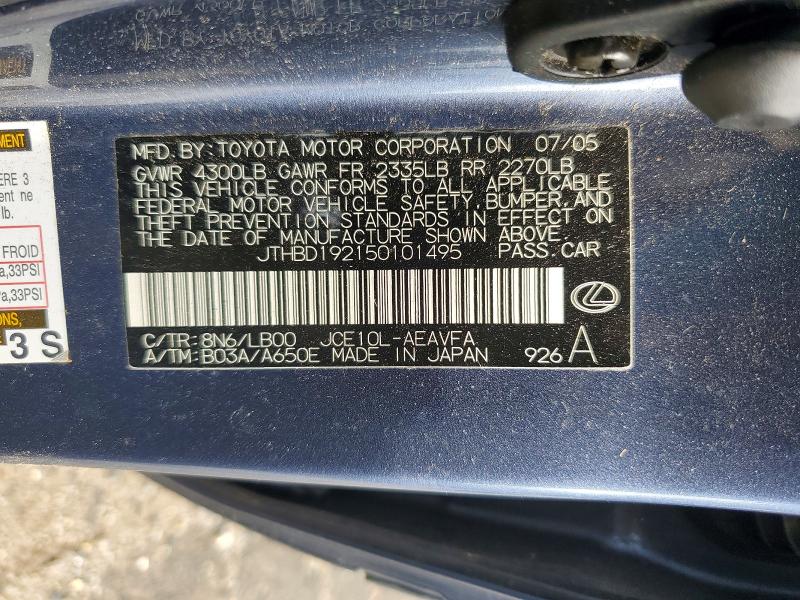 Продажа на аукционе авто 2005 Lexus Is, vin: JTHBD192150101495, номер лота: 56231486