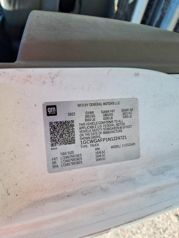Продаж на аукціоні авто 2022 Chevrolet Express G2500, vin: 1GCWGAFP1N1224721, номер лоту: 57701106