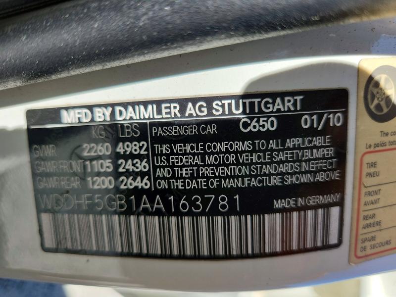 Auction sale of the 2010 Mercedes-benz E, vin: WDDHF5GB1AA163781, lot number: 58312616