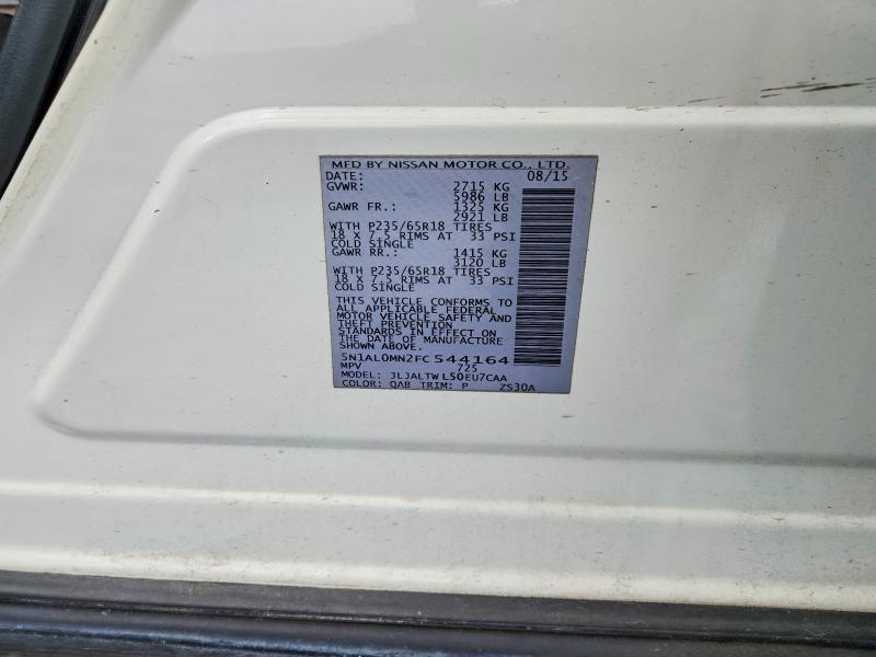 56756326 :رقم المزاد ، 5N1AL0MN2FC544164 vin ، 2015 Infiniti Qx60 مزاد بيع