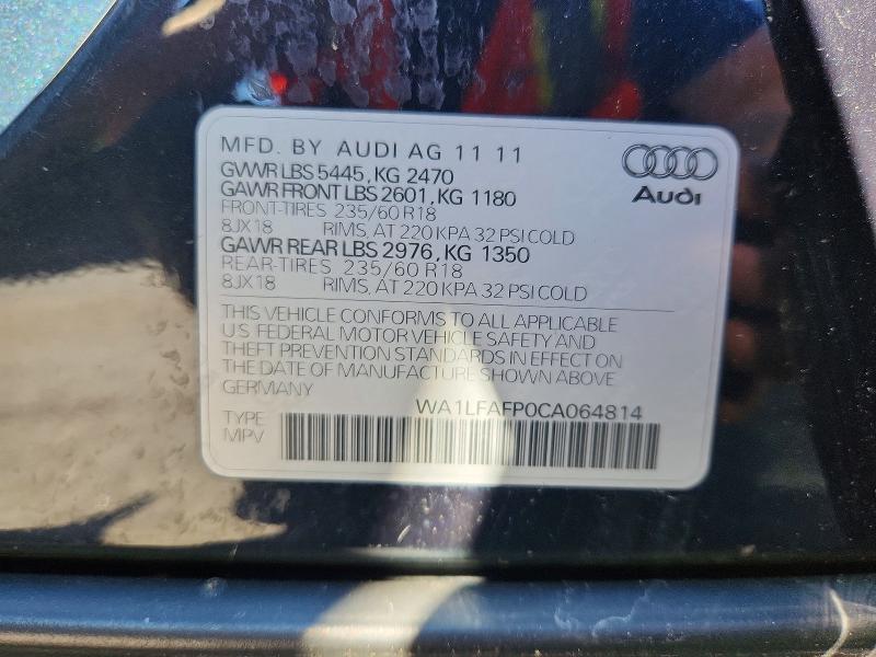 58480866 :رقم المزاد ، WA1LFAFP0CA064814 vin ، 2012 Audi Q5 مزاد بيع