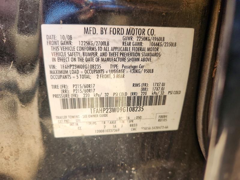58480586 :رقم المزاد ، 1FAHP23W09G108235 vin ، 2009 Ford Taurus مزاد بيع