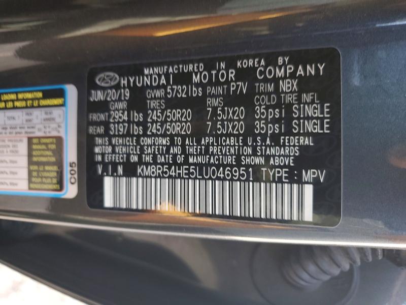 54821366 :رقم المزاد ، KM8R54HE5LU046951 vin ، 2020 Hyundai Palisade مزاد بيع