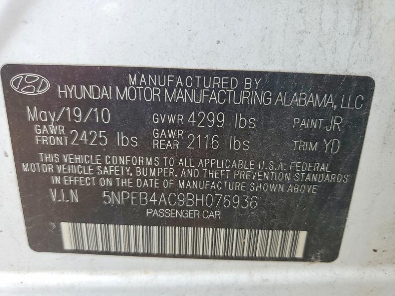 56520676 :رقم المزاد ، 5NPEB4AC9BH076936 vin ، 2011 Hyundai Sonata مزاد بيع