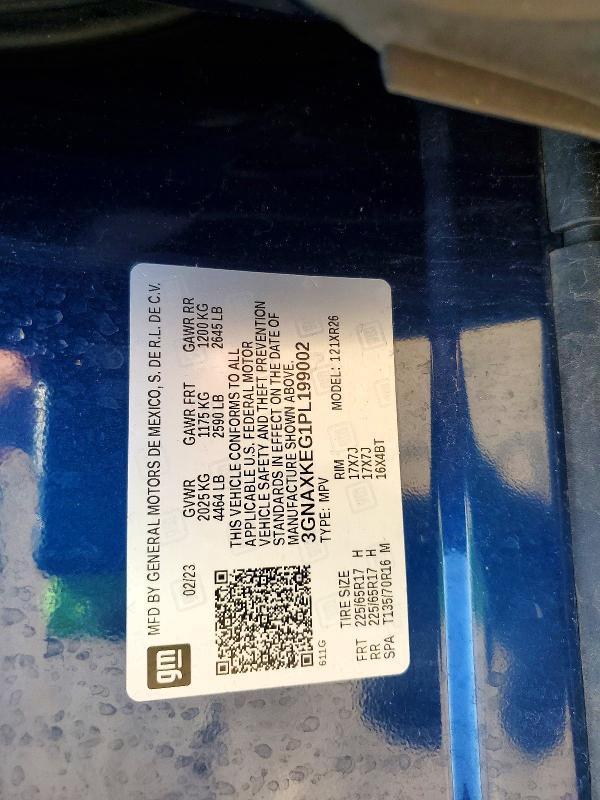 Aukcja sprzedaży 2023 Chevrolet Equinox, vin: 3GNAXKEG1PL199002, numer aukcji: 55507326