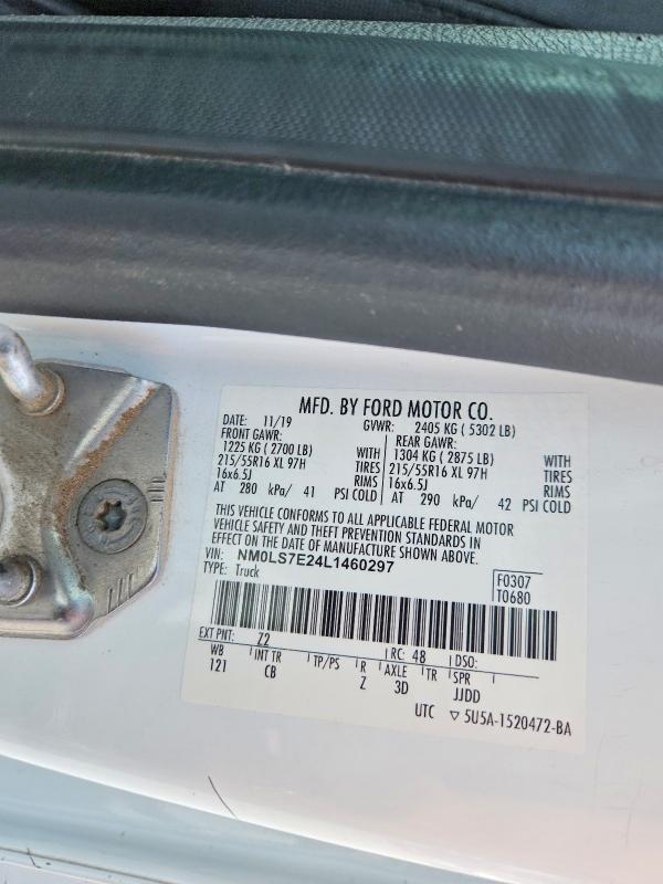 Aukcja sprzedaży 2020 Ford Transit Connect, vin: NM0LS7E24L1460297, numer aukcji: 57212086