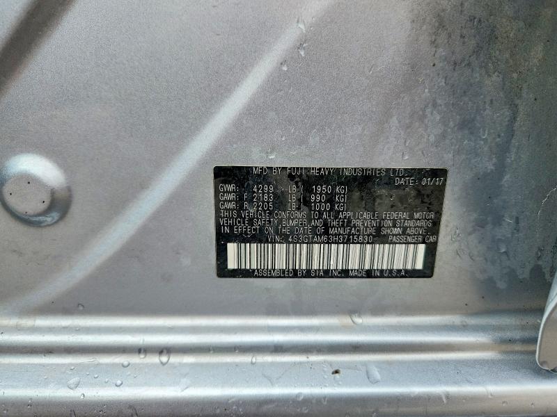 Aukcja sprzedaży 2017 Subaru Impreza, vin: 4S3GTAM63H3715830, numer aukcji: 58749836