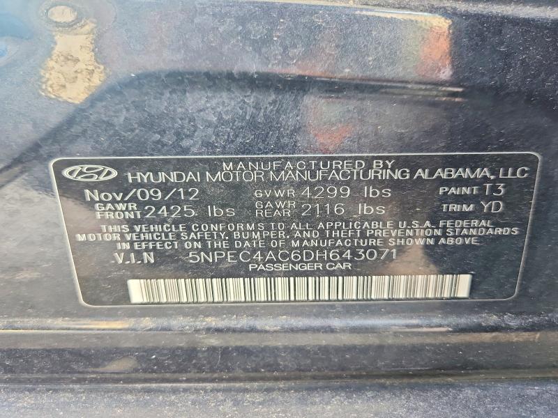 Продажа на аукционе авто 2013 Hyundai Sonata, vin: 5NPEC4AC6DH643071, номер лота: 59266006