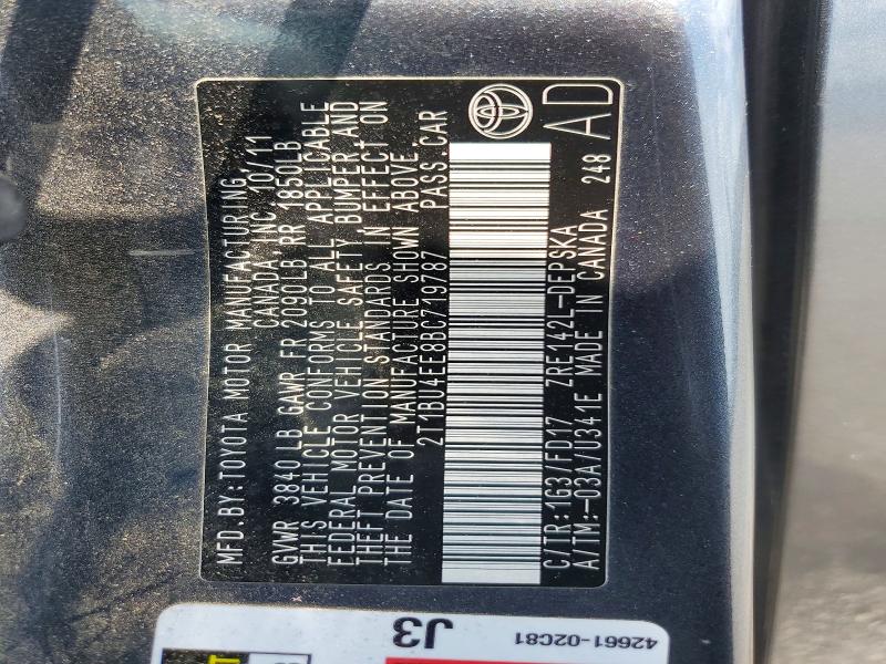 Auction sale of the 2011 Toyota Corolla, vin: 2T1BU4EE8BC719787, lot number: 58315116