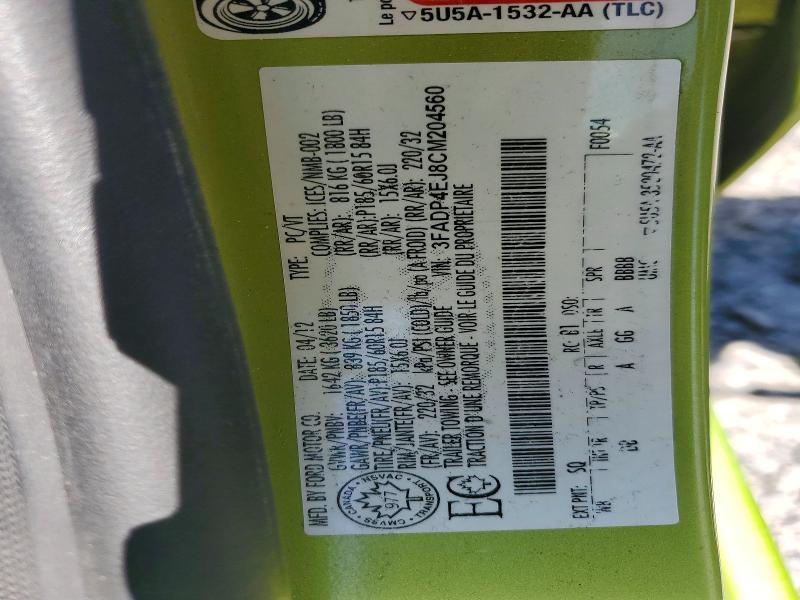 2012 Ford Fiesta მანქანა იყიდება აუქციონზე, vin: 3FADP4EJ8CM204560, აუქციონის ნომერი: 58485846