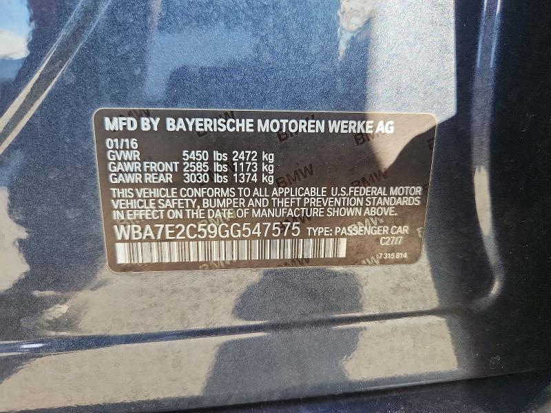 Aukcja sprzedaży 2016 Bmw 740, vin: WBA7E2C59GG547575, numer aukcji: 56231576