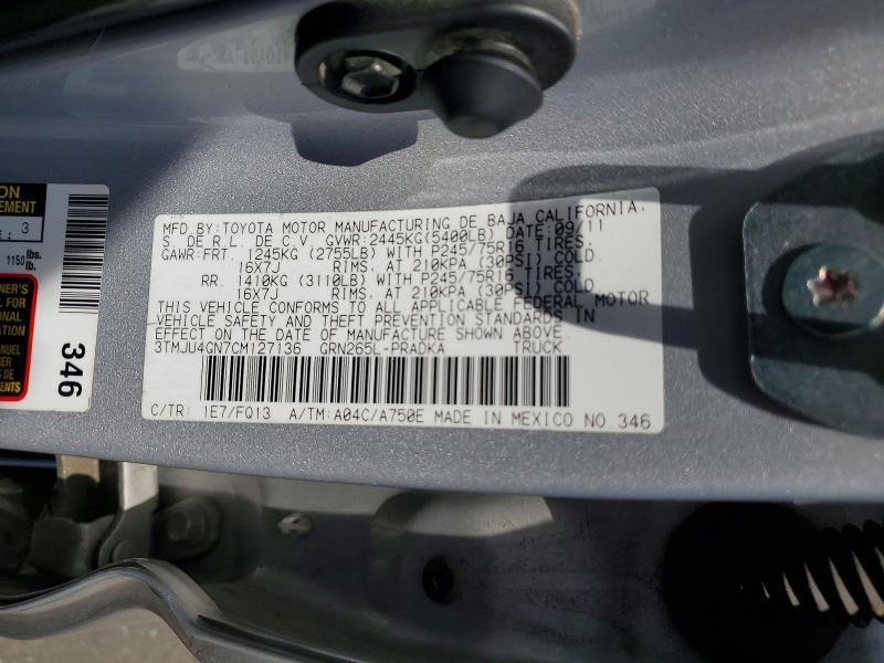 Продаж на аукціоні авто 2012 Toyota Tacoma, vin: 3TMJU4GN7CM127136, номер лоту: 55468476