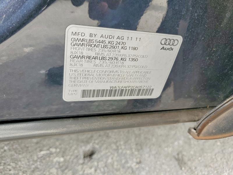 54536396 :رقم المزاد ، WA1LFAFP2CA057122 vin ، 2012 Audi Q5 مزاد بيع