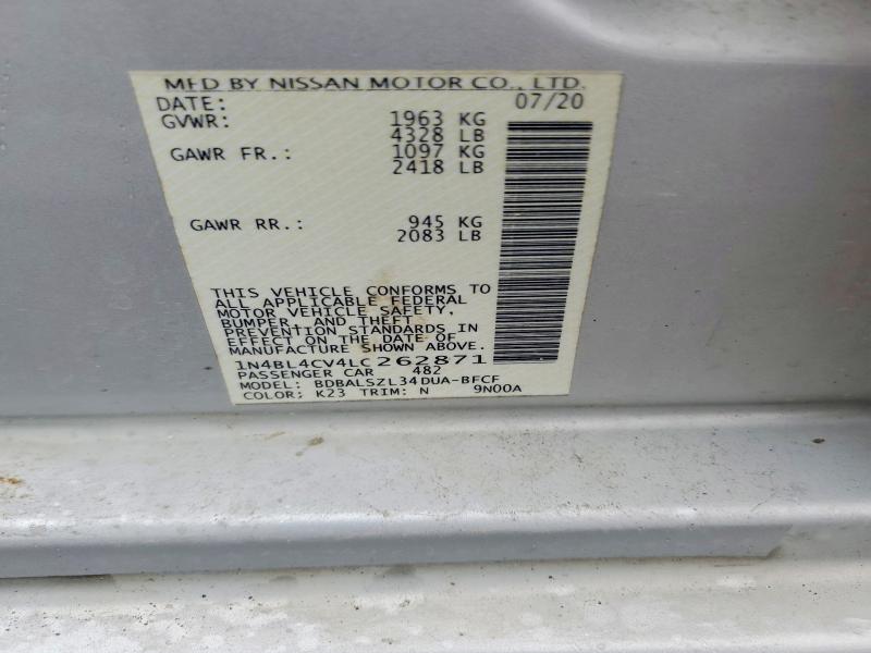 Продажа на аукционе авто 2020 Nissan Altima, vin: 1N4BL4CV4LC262871, номер лота: 57438216