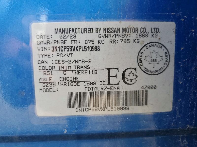 Продажа на аукционе авто 2023 Nissan Kicks, vin: 3N1CP5BVXPL510998, номер лота: 58010706