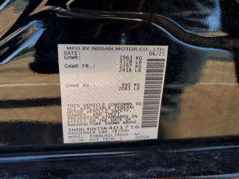 57640946 :رقم المزاد ، 1N4BL4DV7SN401716 vin ، 2025 Nissan Altima مزاد بيع