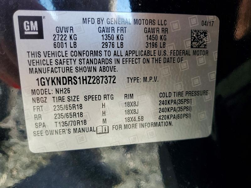 Продаж на аукціоні авто 2017 Cadillac Xt5, vin: 1GYKNDRS1HZ287372, номер лоту: 57263596