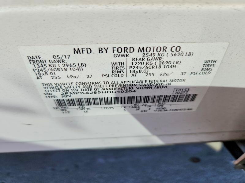 2017 Ford Edge მანქანა იყიდება აუქციონზე, vin: 2FMPK4J85HBC10264, აუქციონის ნომერი: 58443796