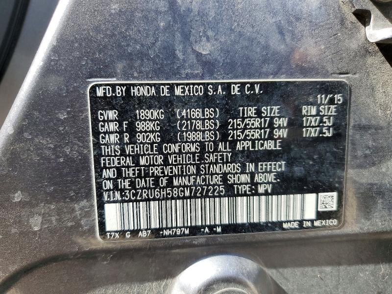 Продаж на аукціоні авто 2016 Honda Hr-v, vin: 3CZRU6H58GM727225, номер лоту: 53685356