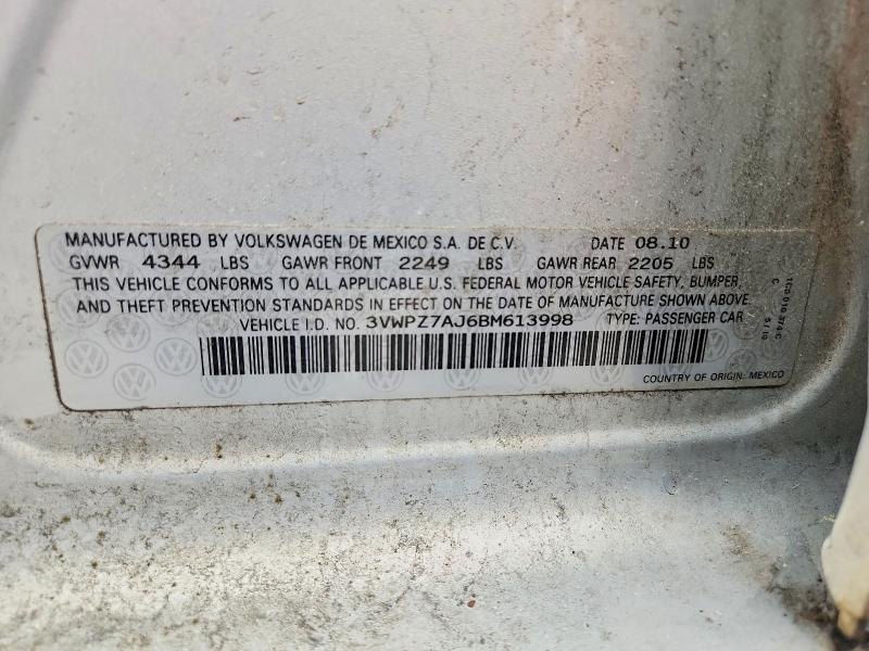 Продажа на аукционе авто 2011 Volkswagen Jetta, vin: 3VWPZ7AJ6BM613998, номер лота: 58373076