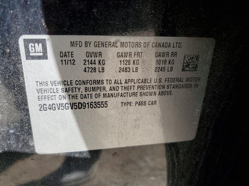 2013 Buick Regal მანქანა იყიდება აუქციონზე, vin: 2G4GV5GV5D9163555, აუქციონის ნომერი: 57222706
