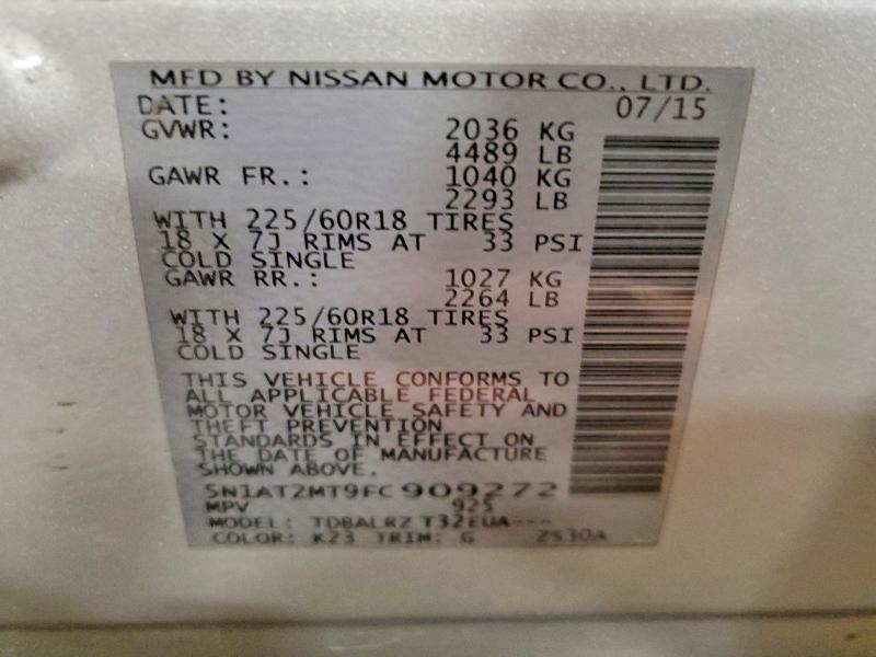 Aukcja sprzedaży 2015 Nissan Rogue, vin: 5N1AT2MT9FC909272, numer aukcji: 58698536