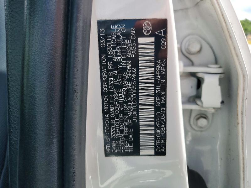 Продаж на аукціоні авто 2013 Toyota Yaris, vin: JTDKTUD30DD567402, номер лоту: 58617856
