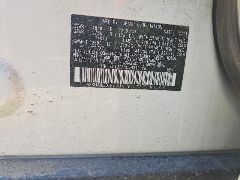 Продажа на аукционе авто 2022 Subaru Outback, vin: 4S4BTACC2N3180269, номер лота: 55169236