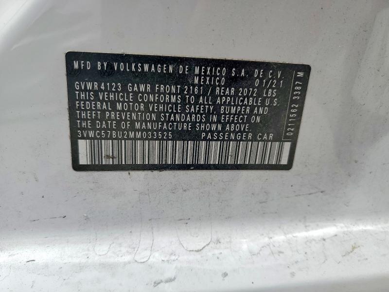 Aukcja sprzedaży 2021 Volkswagen Jetta, vin: 3VWC57BU2MM033525, numer aukcji: 58647886